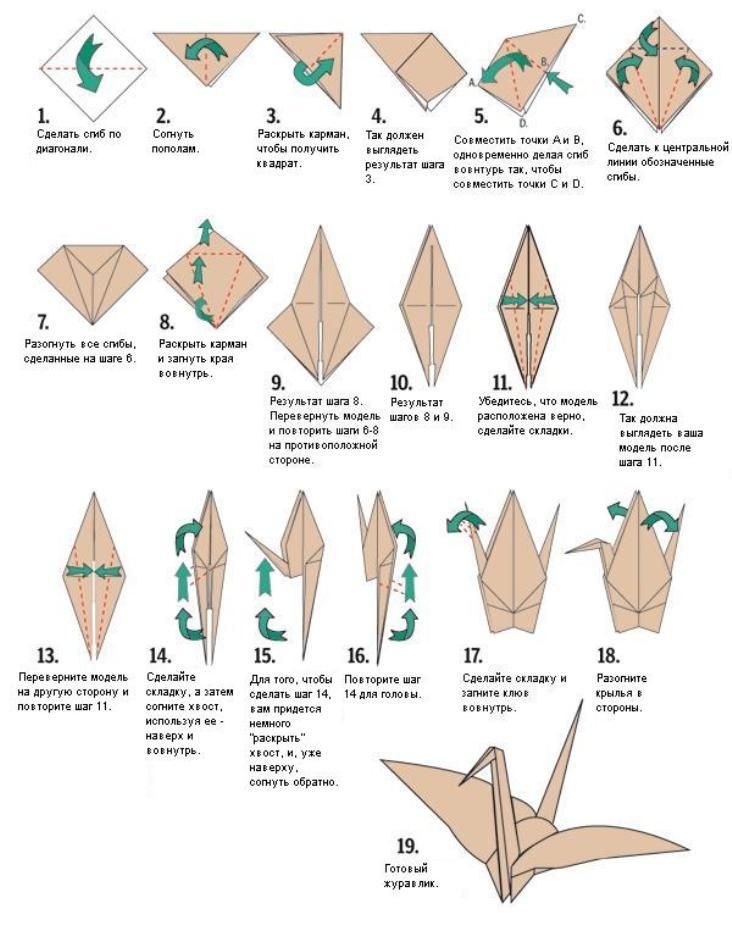 Как сделать журавля из бумаги 