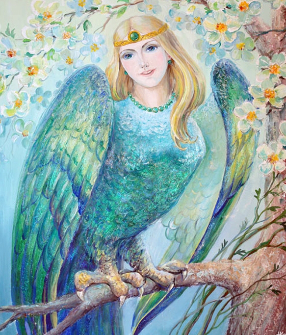 Алконост - сказочная волшебная птица с женским человеческим лицом